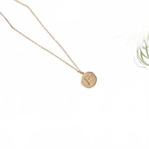 NEW FUNKY MONKEY women's initial letter f coin layering necklace in gold